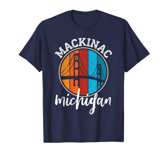 Retro Mackinac Bridge Mackinaw Vintage Michigan Souvenir T-Shirt