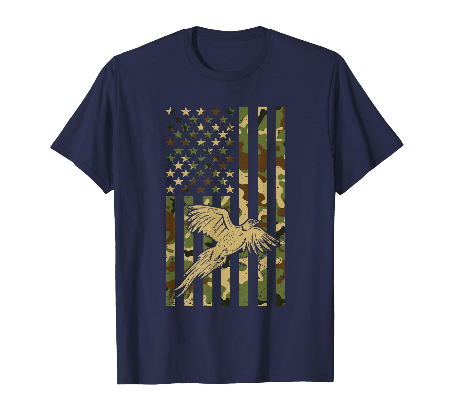 Pheasant Hunting Bird Hunter Hunting American Flag Camo Women Men T-Shirt