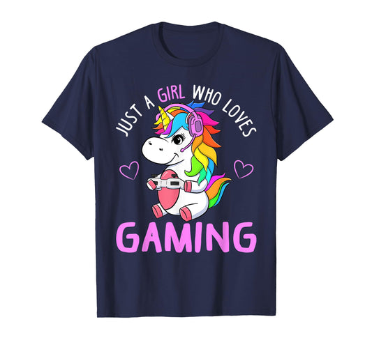 Just A Girl Who Loves Gaming Cute Gamer Unicorn Gift Women T-Shirt