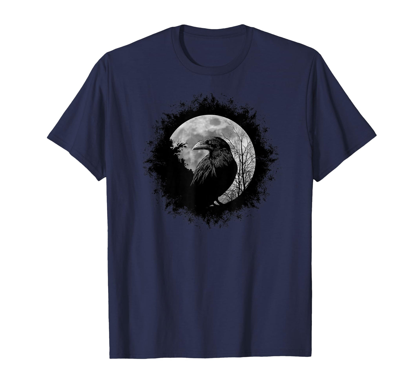Mystic Black Crow Artwork Full Moon Raven T-Shirt