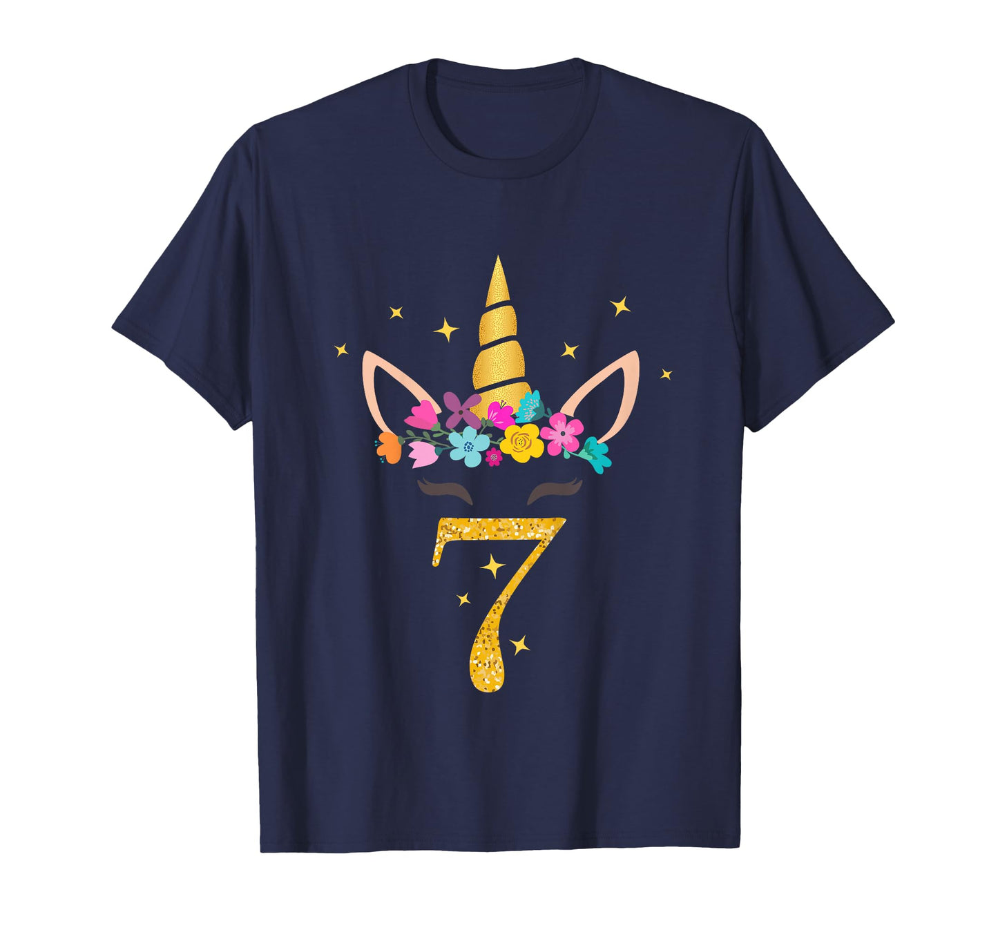 Kids 7th Birthday Unicorn Design for Girls 7-Year-Old T-Shirt