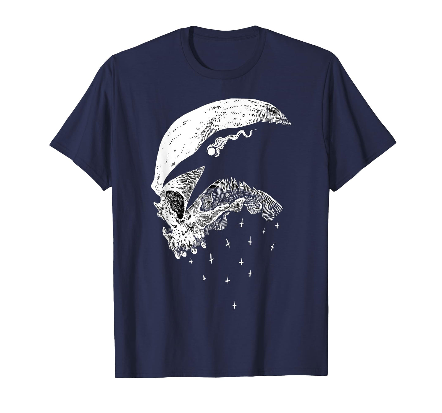 Raven Skull Viking Norse Occult Gothic Pagan Moon Norse Goth T-Shirt