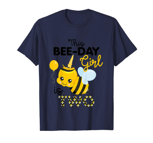 Kids 2nd Birthday Girl Bee Themed 2 Year Old Bday Matching Party T-Shirt