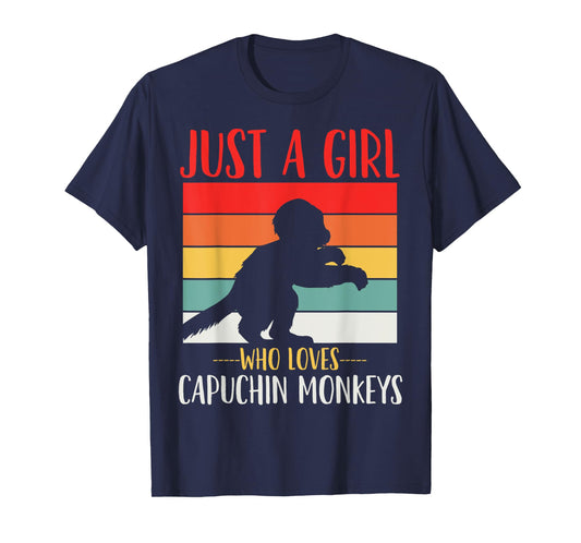 Just a Girl Who Loves Capuchin Monkeys Retro T-Shirt