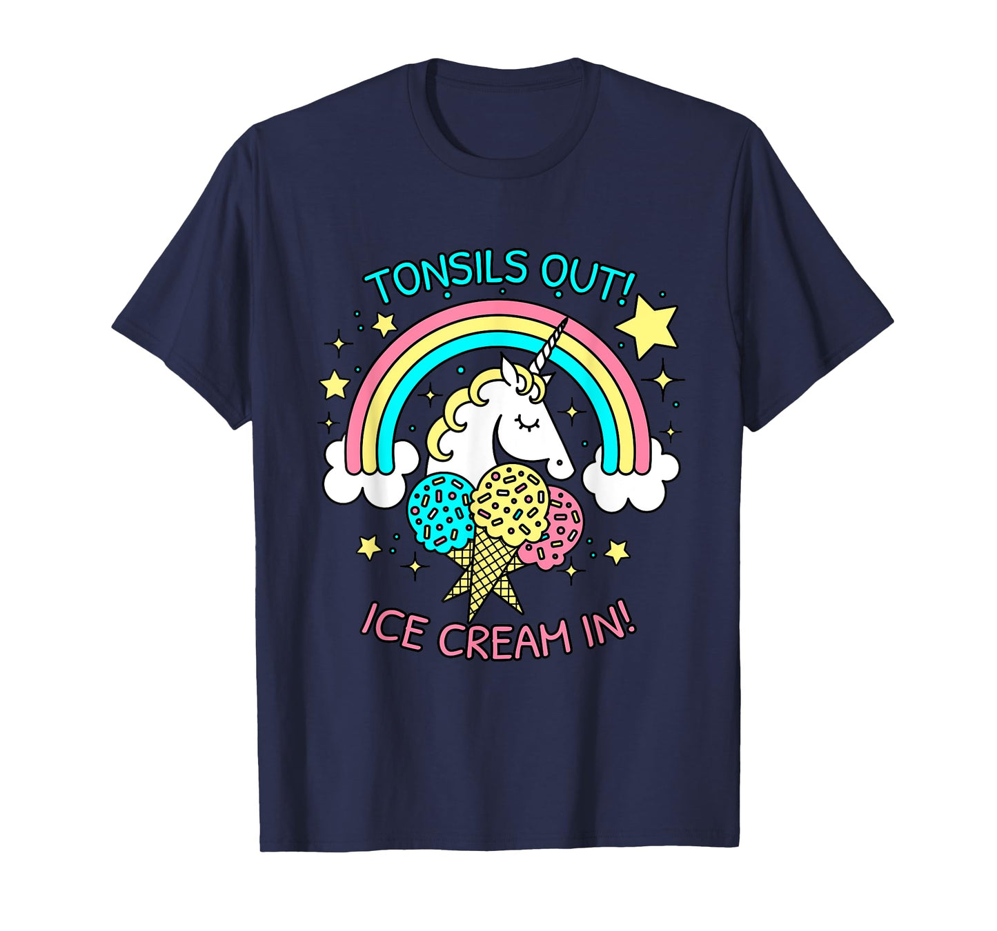 Tonsils out Ice Cream in Unicorn Get Well recovery design T-Shirt