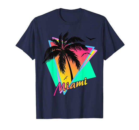 Miami 80s Tropical Summer And Beach Palm Tree Sunset T-Shirt