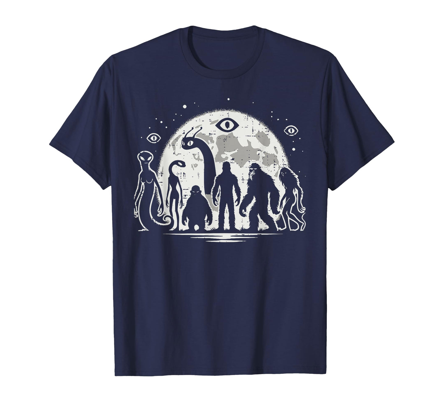 Cryptids Bigfoot Loch Ness Alien Sasquatch Mothman Men Women T-Shirt
