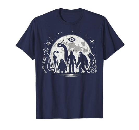 Cryptids Bigfoot Loch Ness Alien Sasquatch Mothman Men Women T-Shirt