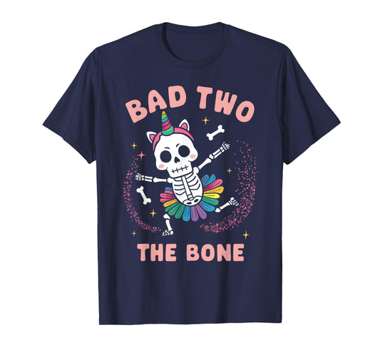 Bad Two The Bone Halloween Birthday 2nd Birthday Girl T-Shirt