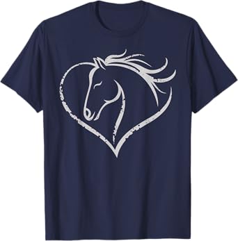 Heart Horse Cute Love Equestrian Women Girls Kids Teens T-Shirt