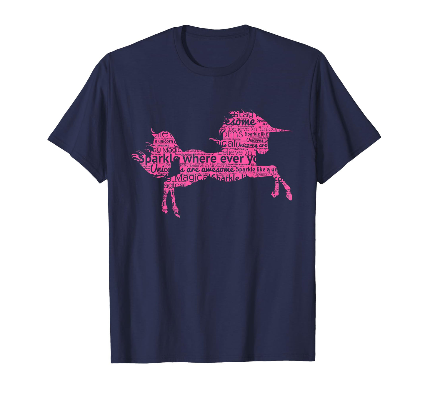Pink Unicorn Cute Shirt Word Art Girls Magical Gift Tee
