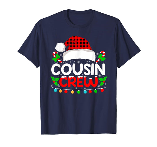 Cousin Crew Buffalo Plaid Xmas Pajamas Christmas Lights T-Shirt