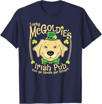 Golden Retriever St. Patrick's Day T-Shirt Irish Pub T-Shirt