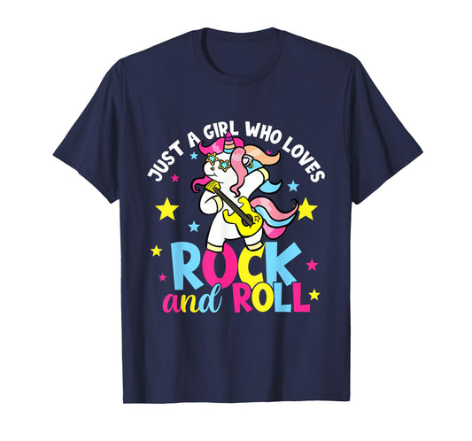 Just A Girl Who Loves Rock And Roll Funny Unicorn Lover T-Shirt