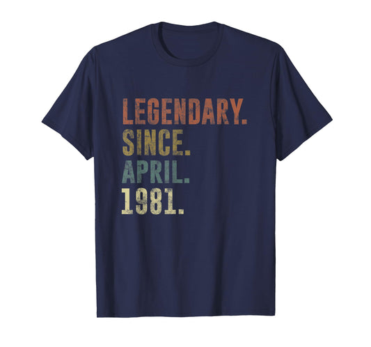 42nd Retro Birthday Vintage Legendary Since April 1981 T-Shirt