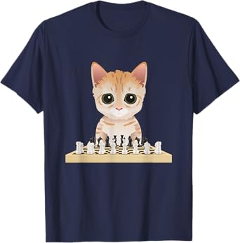 Mittens Cat Playing Chess Game T-Shirt