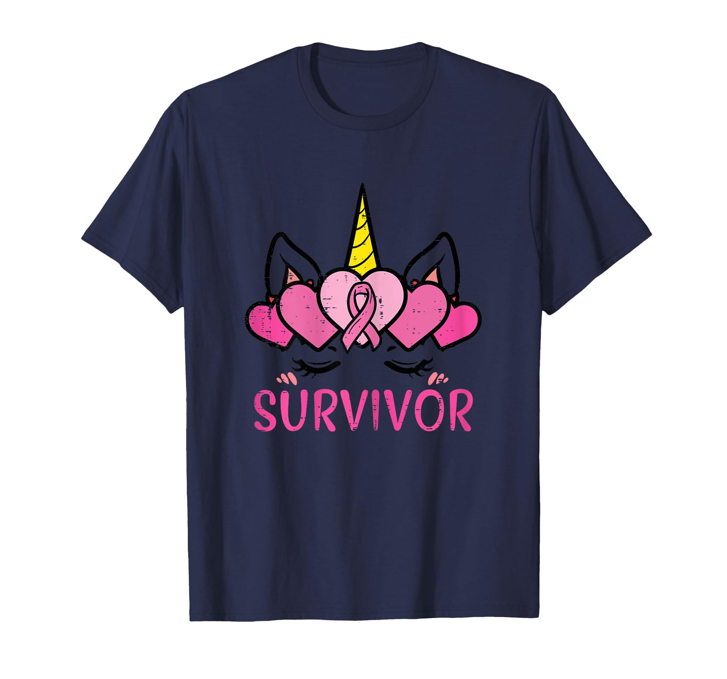 Unicorn Facee Survivor Cute Breast Cancer Awareness Women T-Shirt