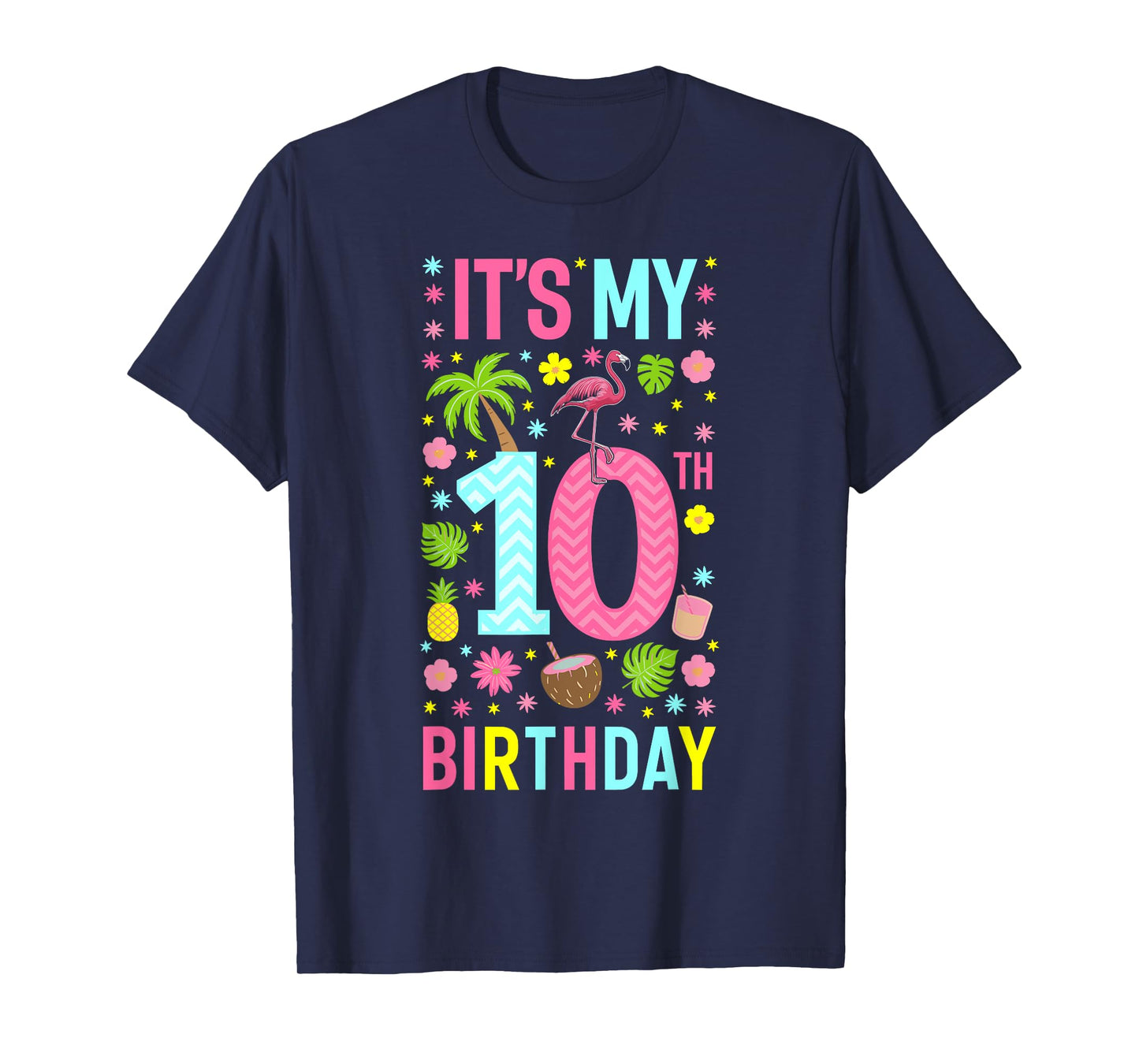 It's My 10th Birthday Flamingo Tee Hawaii 10 Yrs Old Girl T-Shirt