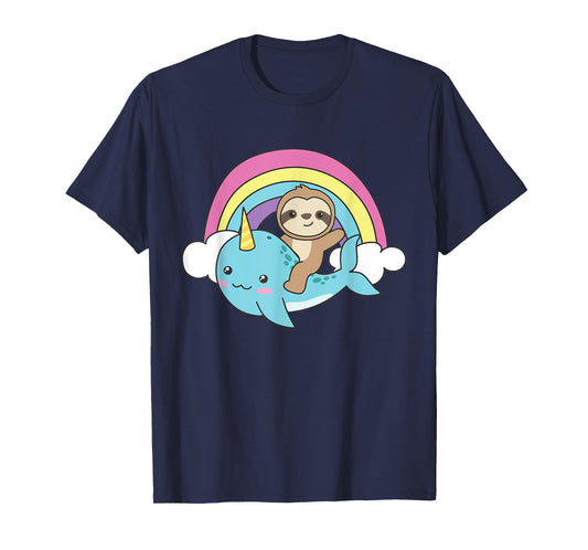 Narwhal Cute Sloth Ocean Unicorn Kawaii Narwhals T-Shirt