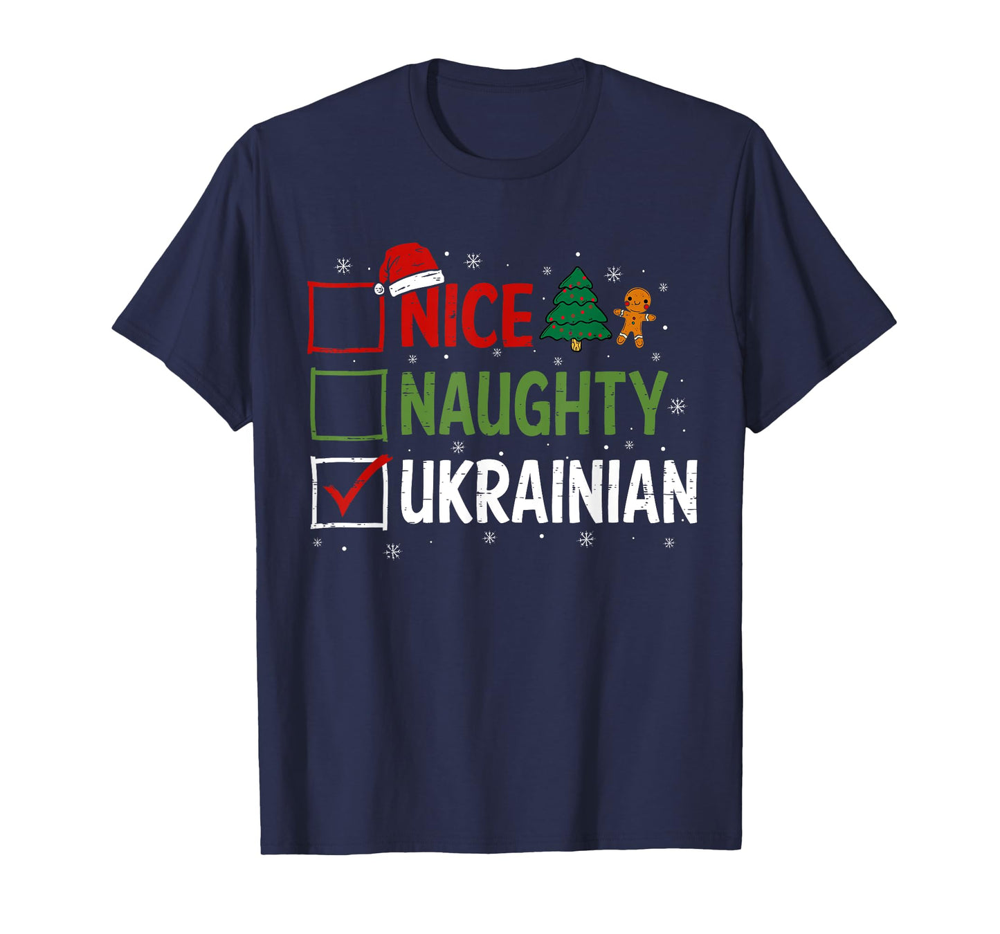 Naughty Nice ukrainian Christmas Pajamas Santa Claus Xmas T-Shirt