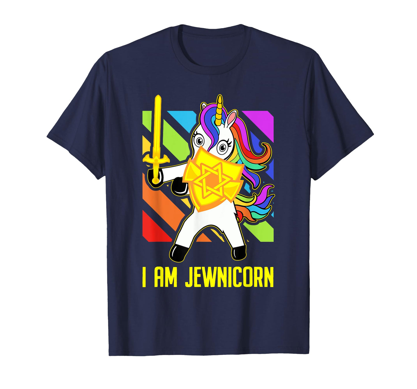 Hanukkah Presents - Proud Jews Rainbow Jewish Unicorn T-Shirt