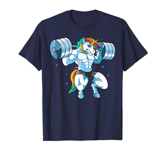 Weightlifing Barbell - Funny Unicorn Weightlifter T-Shirt