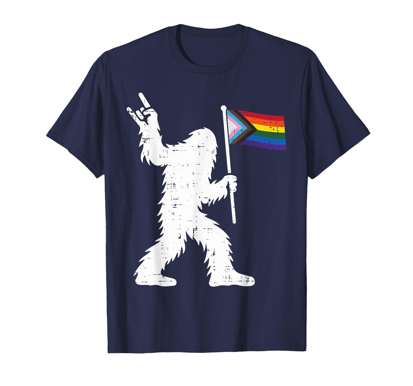 Gay Pride Month Bigfoot Sasquatch LGBTQ Ally Rainbow Flag T-Shirt