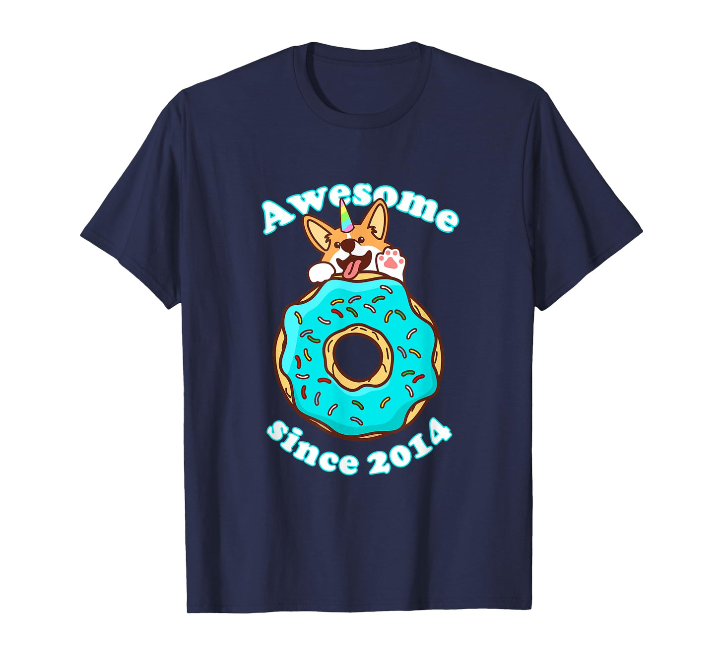 Awesome since 2014 Puppy Donut Welsh Corgi Birthday Childs T-Shirt