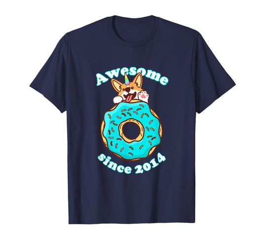 Awesome since 2014 Puppy Donut Welsh Corgi Birthday Childs T-Shirt