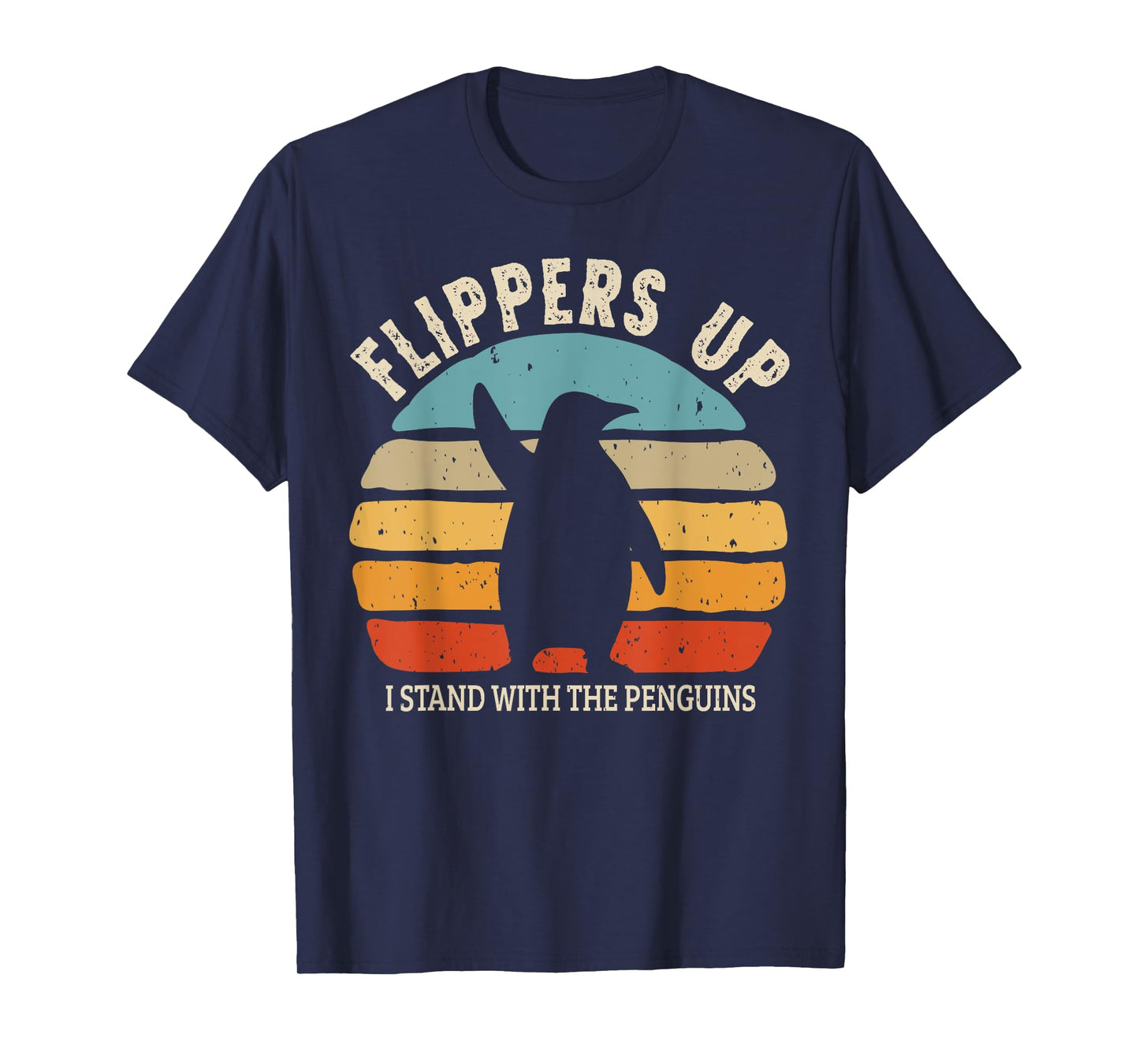 Flippers Up I Stand With The Penguins Retro Sunset Vintage T-Shirt