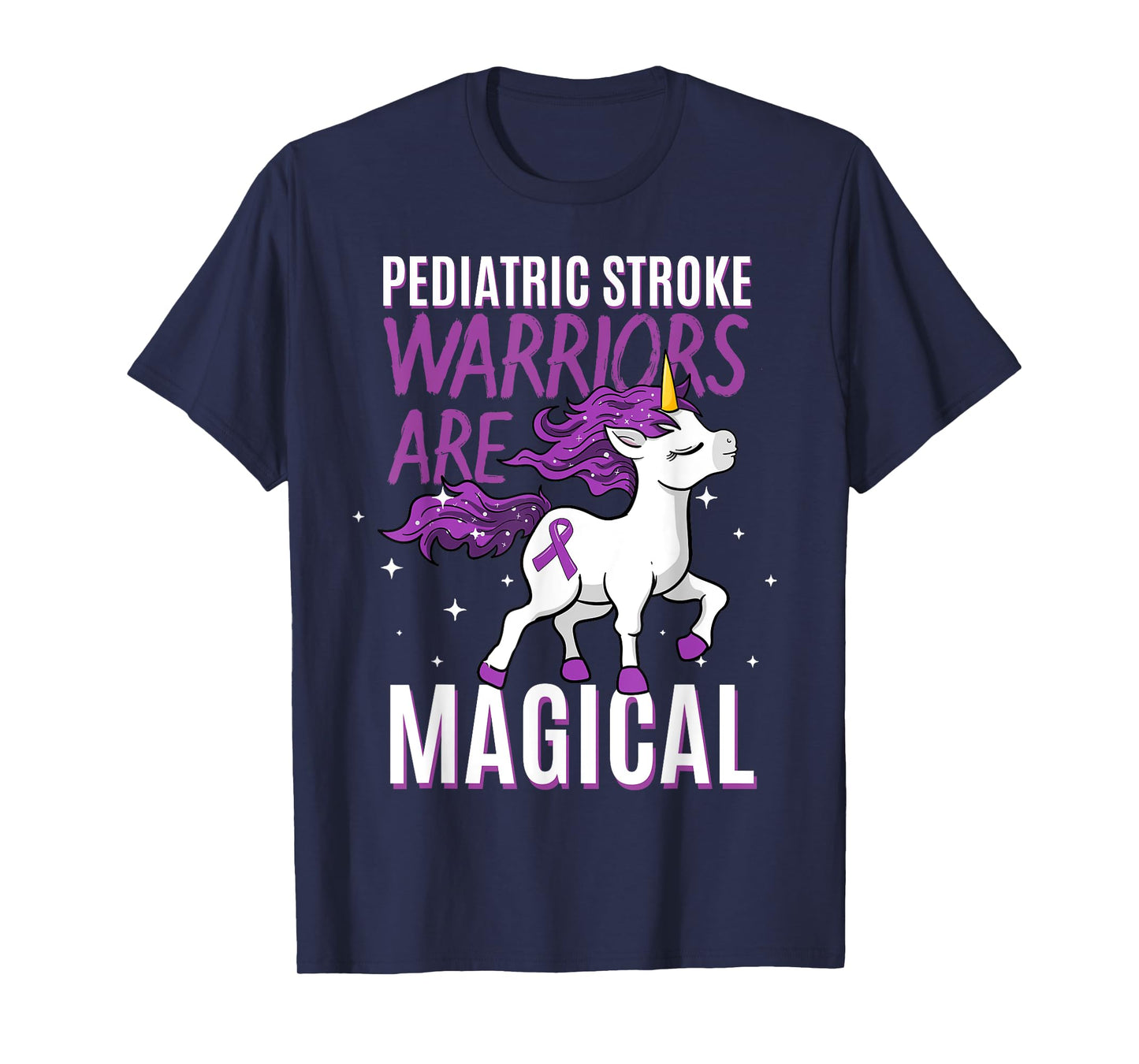 Pediatric Stroke Warrior Magical Unicorn Purple Hemorrhagic T-Shirt