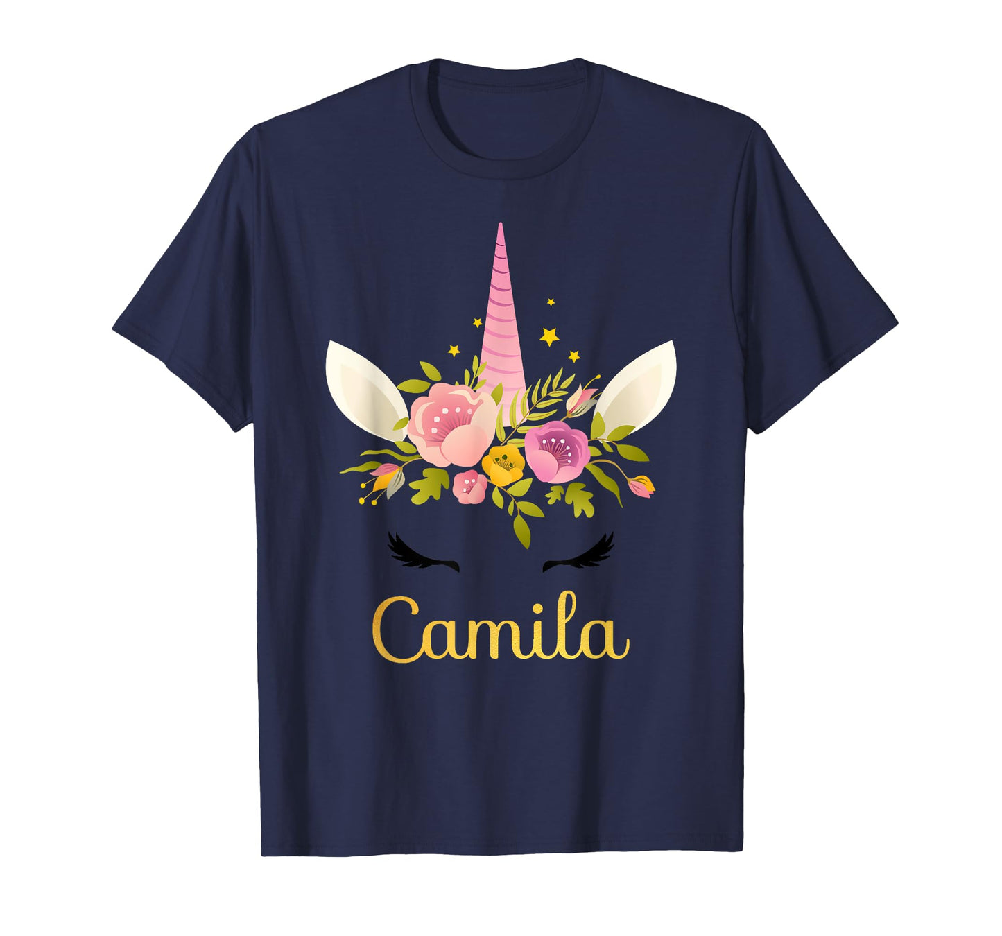 Camila Unicorn Name Happy Birthday Girl Bday Party T-Shirt T-Shirt