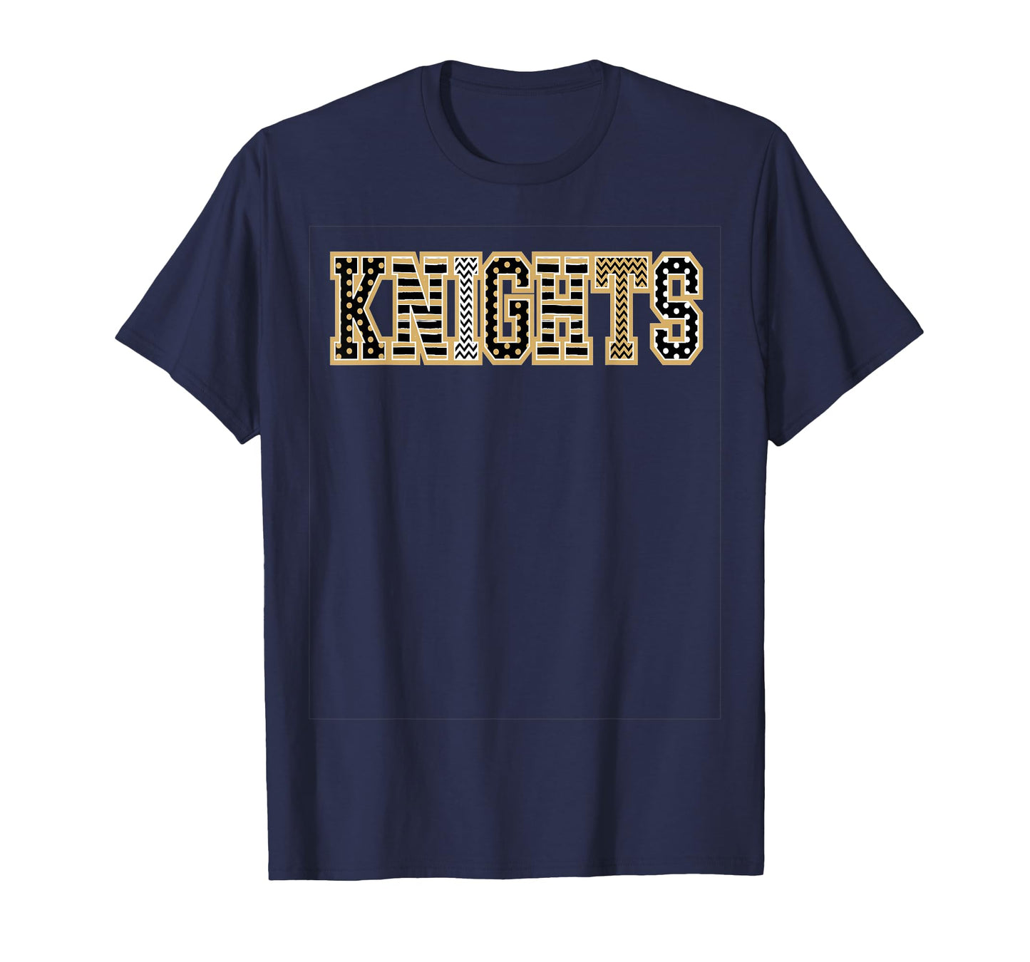 Knights Mascot Word Gold Black White T-Shirt
