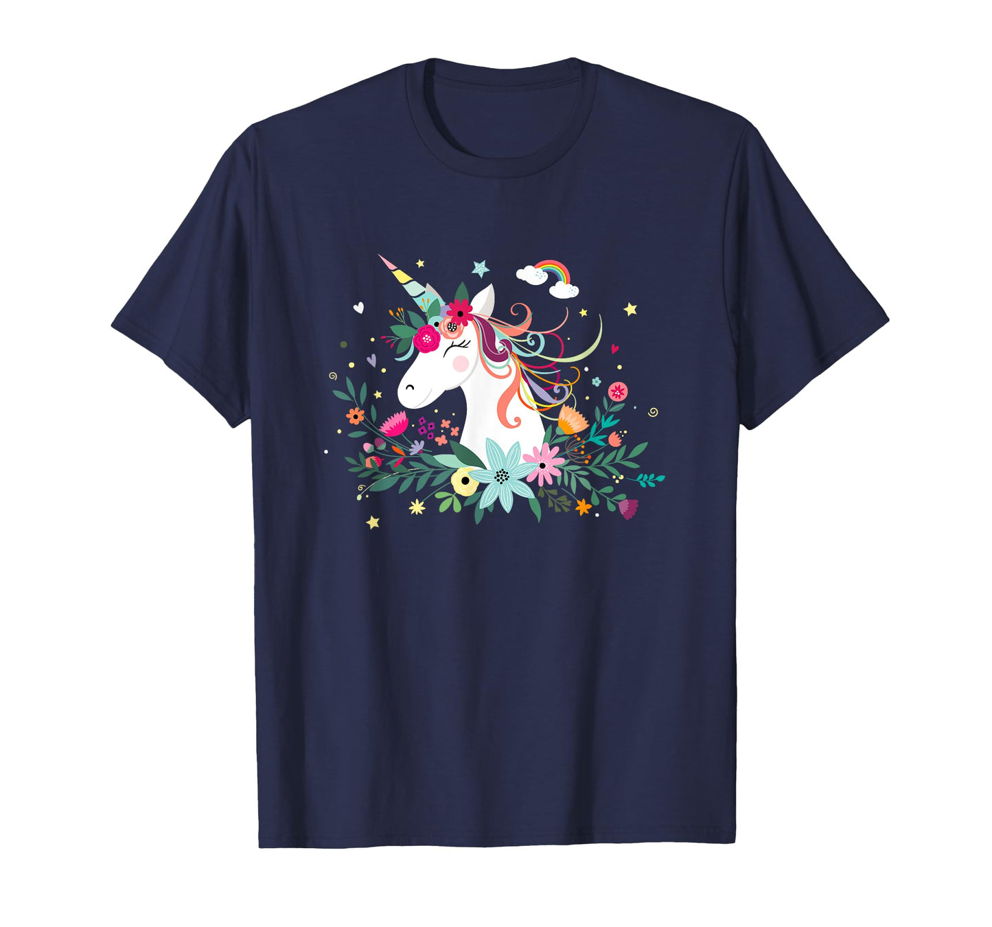 Funny Unicorn Dreams, Cute Kawaii Blinking Unicorn Flowers T-Shirt