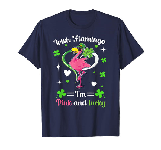 Lucky Irish Flamingo St Patricks Day Flocking Flamingo T-Shirt