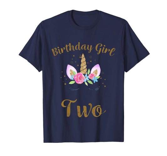 Kids 2nd Birthday Girl Unicorn Shirt Second Birthday Outfit T-Shirt
