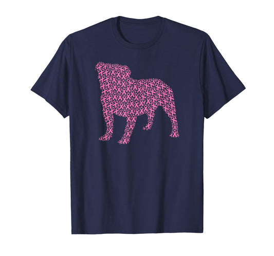 Breast Cancer Awareness Pink Ribbon & Survivor - Bulldog T-Shirt