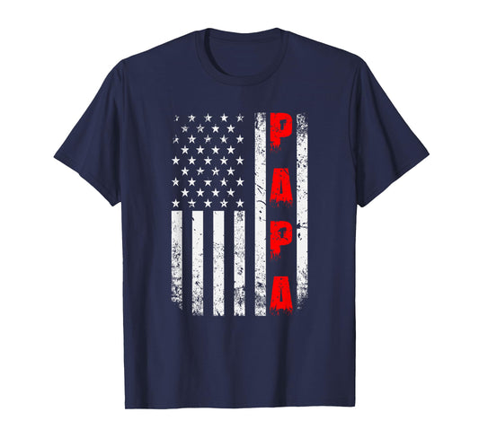 US Flag Papa Father T-Shirt