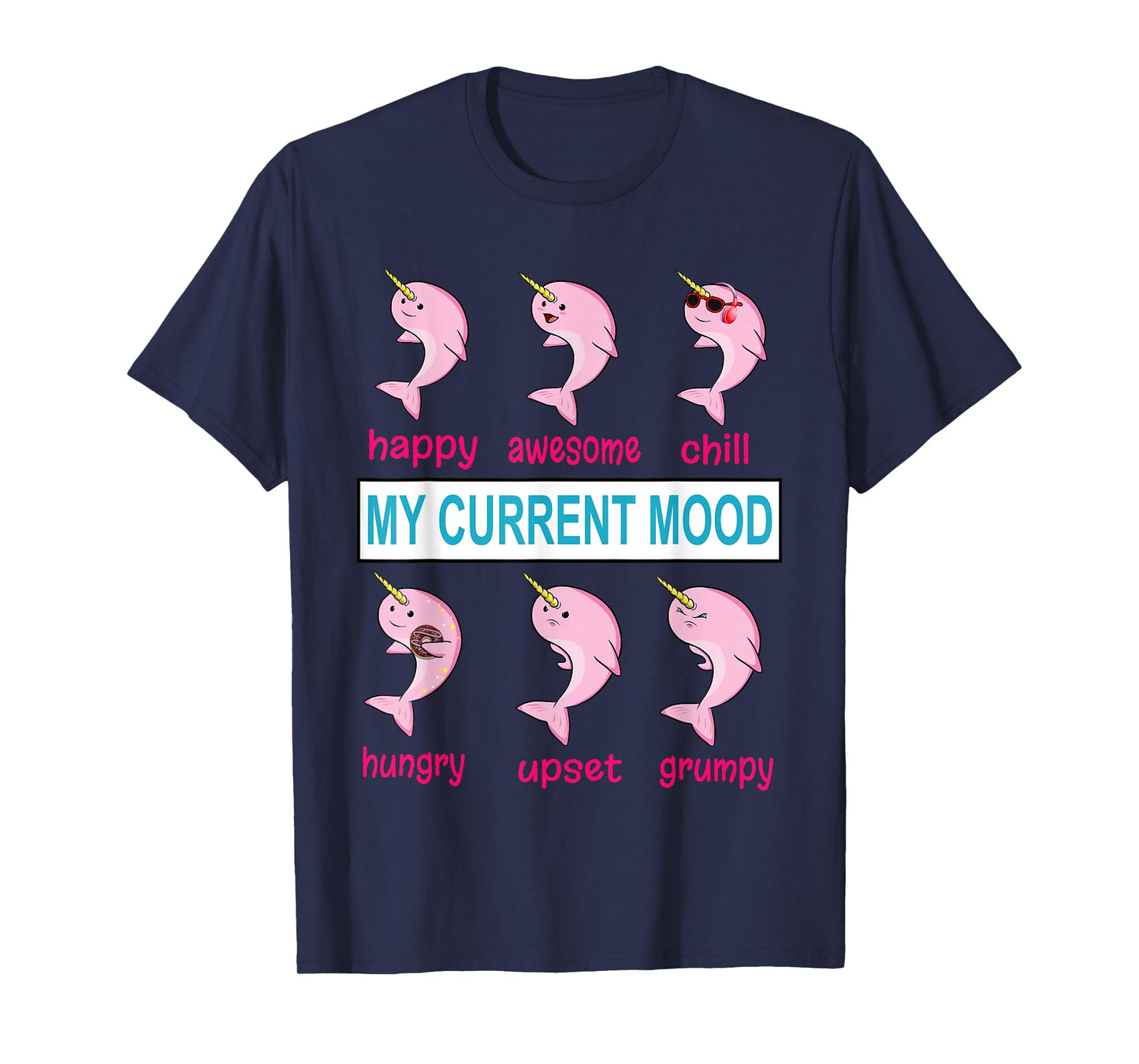 Funny Narwhal Unicorn of the Sea Lover Mood Donut Kawaii T-Shirt
