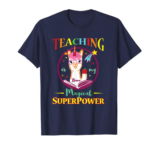 Teaching Is Magical Superpower Llama Teacher Men Women T-Shirt