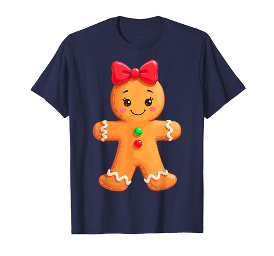 Funny Gingerbread Girl & Boy Christmas Couple Matching Girls T-Shirt