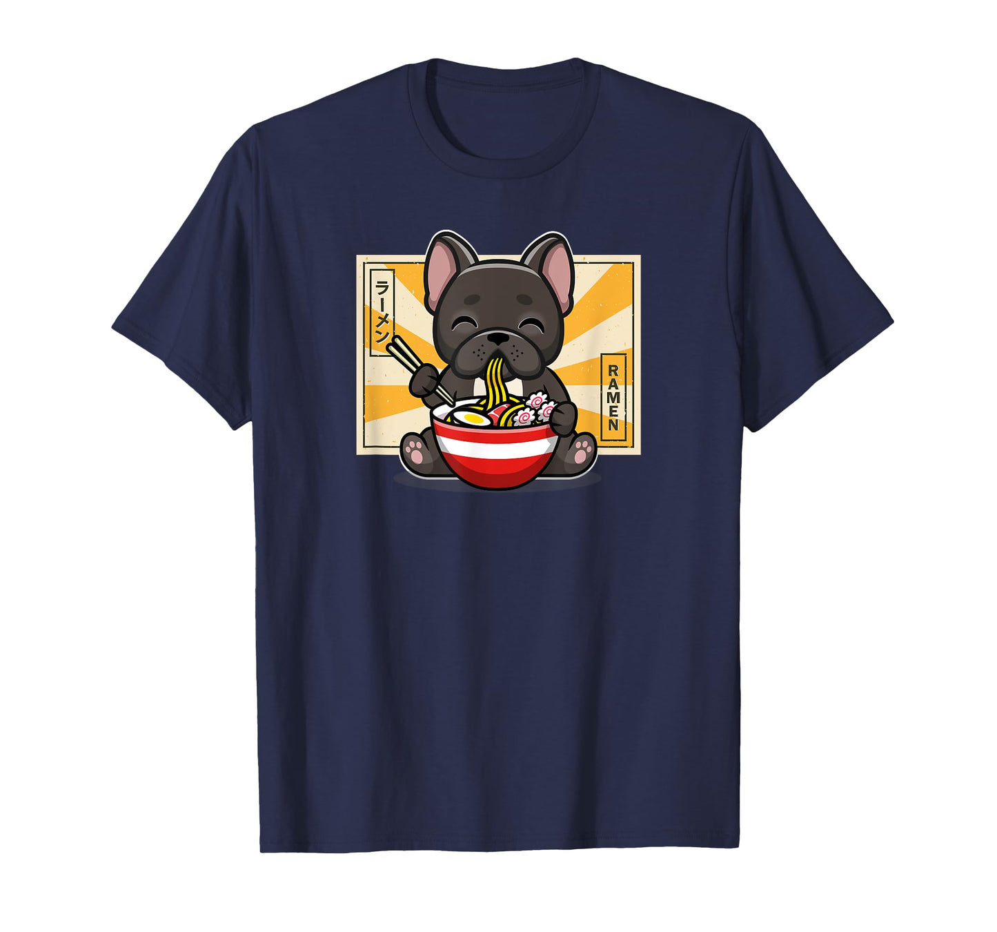 Cute Funny Kawaii Kids Japanese Ramen Black Frenchie Lover T-Shirt