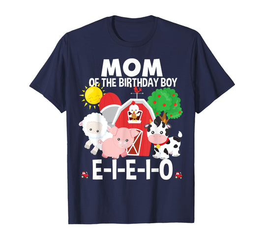 Mom Birthday Boy Old MacDonald Birthday Party Matching T-Shirt