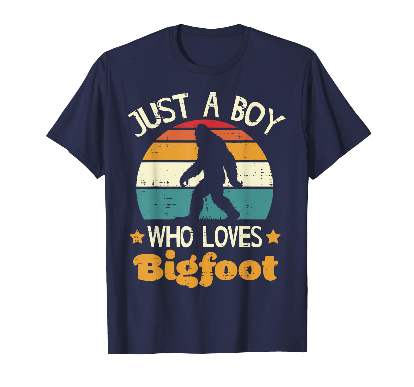 Just Boy Who Loves Bigfoot Retro Sasquatch Boys Kids Men T-Shirt