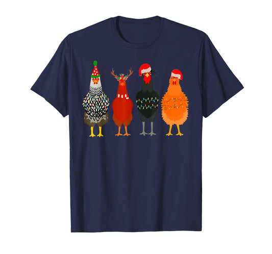 Cute Christmas Chickens Santa Farm Chickens Animals Pajamas T-Shirt