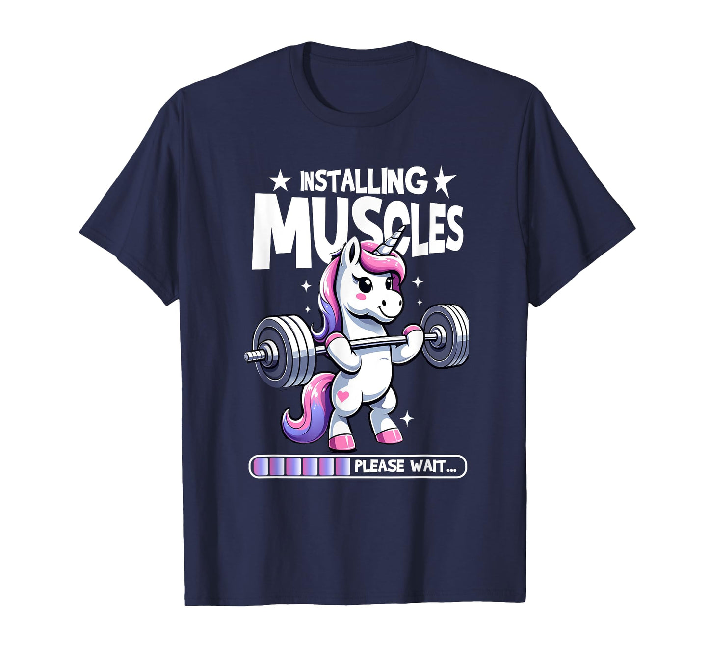 Installing Muscles Please Wait Bodybuilding Unicorn Weightlifting Fitness Gym Workout T-Shirt