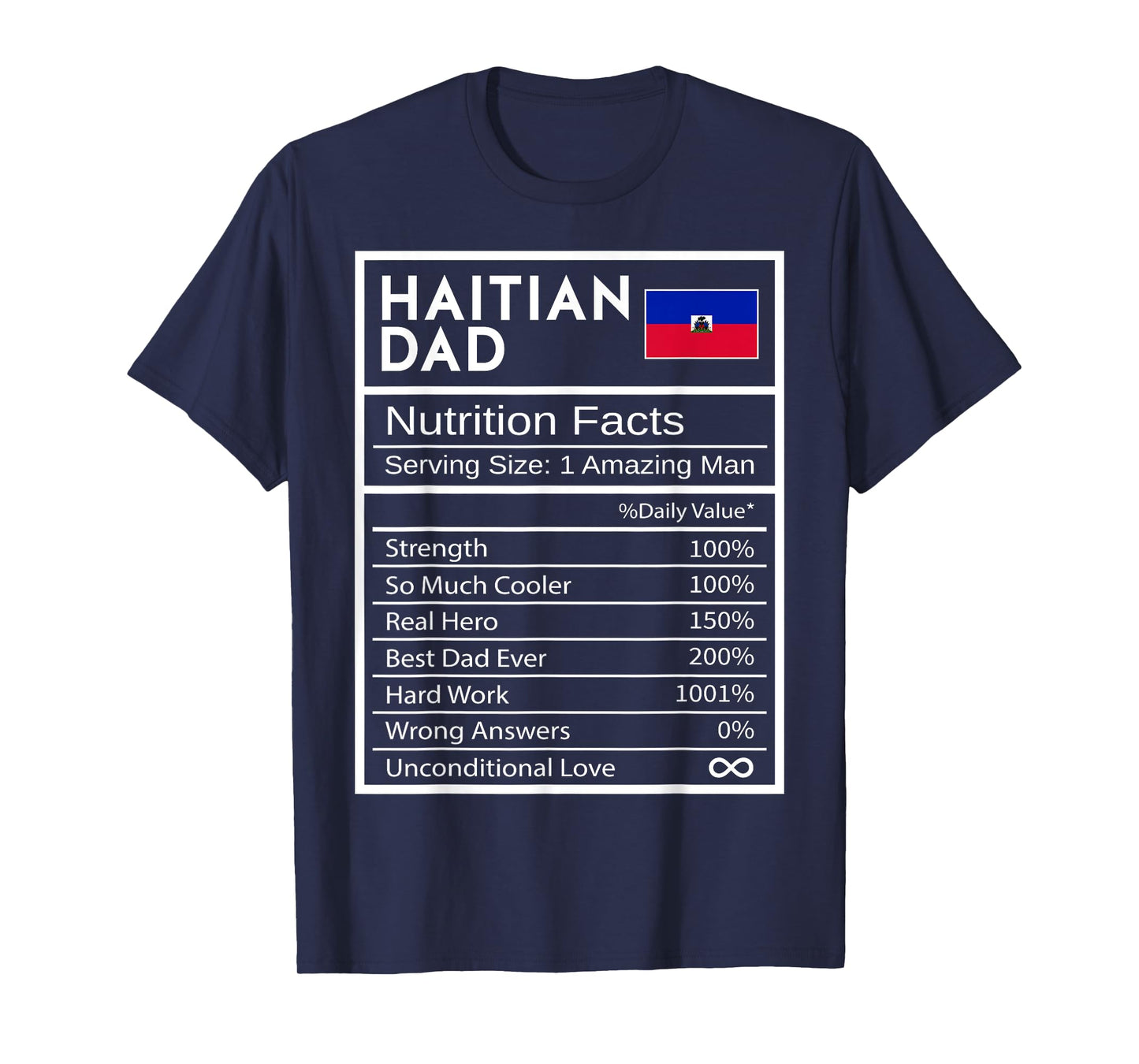 Haitian Dad Nutrition Facts National Pride Gift For Dad T-Shirt