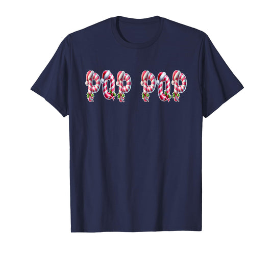 Candy Cane Christmas Grandpa Pop Pop Xmas Party T-Shirt