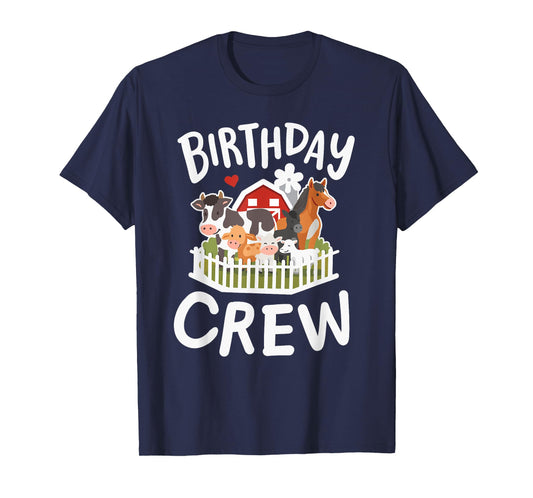 Birthday Crew Farm Animals Bday Matching Girls Boys Kids T-Shirt