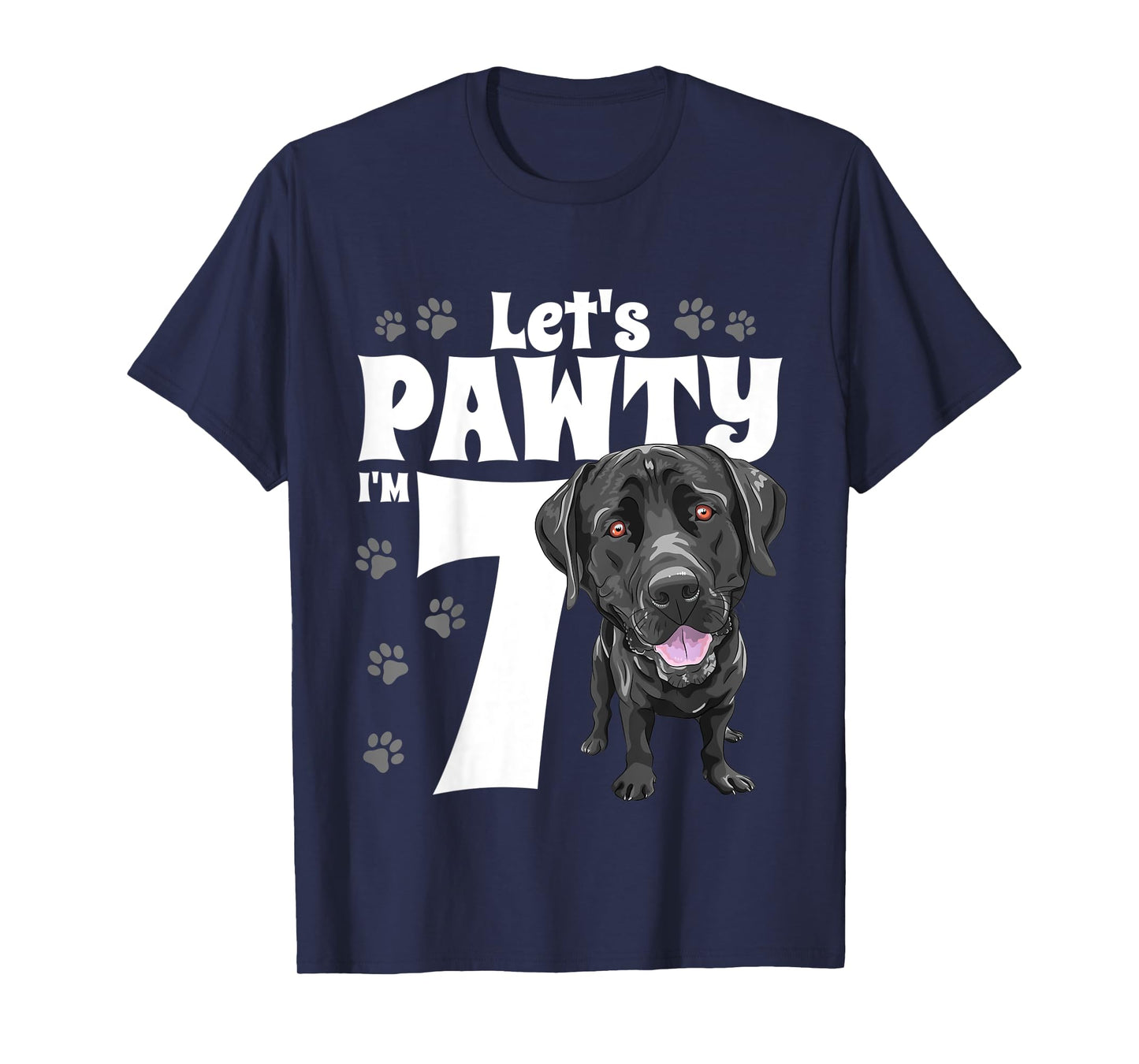 7 Year Old Black Lab Dog Birthday Pawty Labrador 7th Gift T-Shirt for Kids